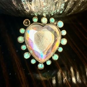 Very rare Iridescent heart blue ring vintage Betsey Johnson